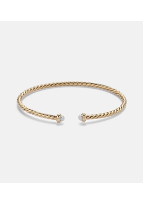David Yurman CablespiraÂ® Flex Micro 18kt gold cuff bracelet with pearls