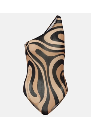 Pucci Marmo one-shoulder mesh swimsuit