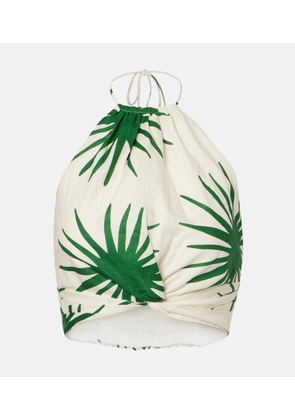 Cala de la Cruz Lodi printed halterneck linen crop top
