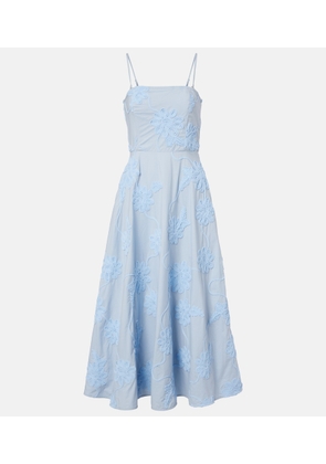 Rotate Embroidered floral cotton midi dress