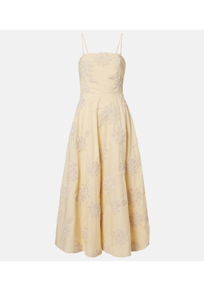 Rotate Embroidered cotton midi dress