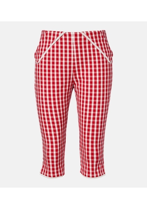 Posse Ebony gingham lace-trimmed cotton-blend capri pants