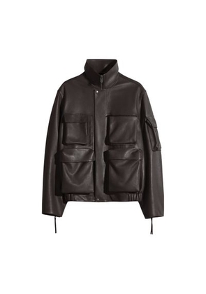 Leather jacket with pockets