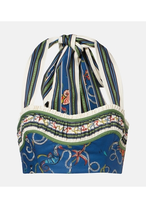 Alemais Cove printed halterneck cotton crop top