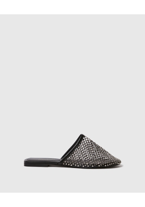 Stella McCartney - Flat Slide Crystal Mesh Sandals, , Size: 40