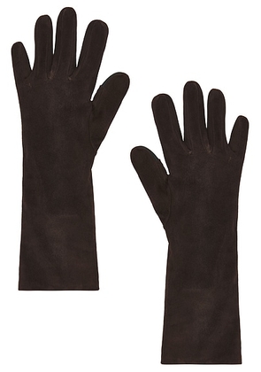 AGNELLE Celia Suede Gloves in Moka - Brown. Size 6.5 (also in ).