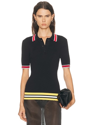 Entire Studios Ribbed Polo Top in Inferno - Black. Size L (also in M, XS).