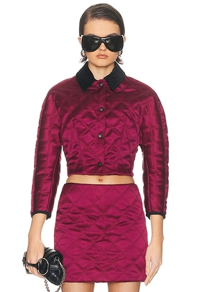 Atlein Cropped Quilted Jacket in Burgundy & Black - Burgundy. Size L (also in M, S).