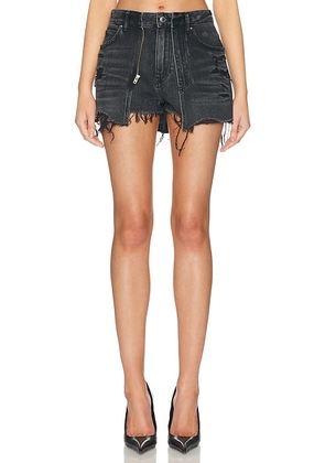 Alexander Wang Distressed Double Layer Skort in Grey Aged - Black. Size 24 (also in 27, 28, 29, 30).