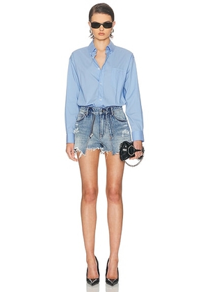 Alexander Wang Prestyled Button Down Skort Romper in Authentic Light Indigo - Baby Blue. Size 0 (also in 2, 4, 6, 8).