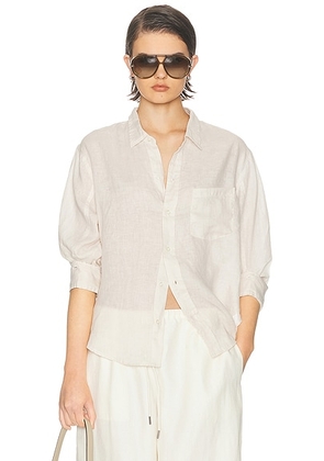 Citizens of Humanity Kayla Shrunken Shirt in Pale Stone - Cream. Size L (also in M, S, XS).