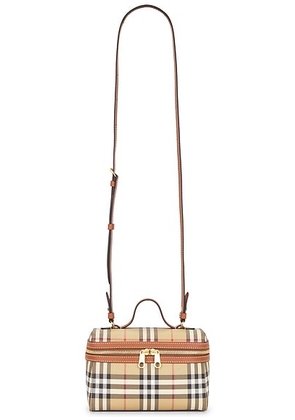 Burberry Vanity Case Bag in Vintage Check & Briar Brown - Tan. Size all.