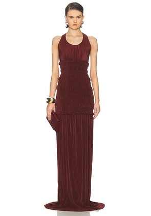 Atlein Pleated Long Dress in Lie De Vin - Burgundy. Size 34 (also in 36, 38, 40).