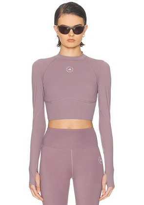 Adidas by Stella McCartney Long Sleeve Cropped Top in Legacy Purple - Purple. Size L (also in M, S, XS).