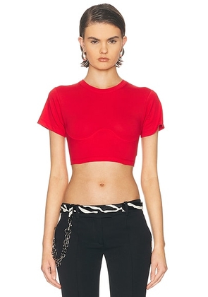 THE ATTICO Cropped T-Shirt in Red - Red. Size 36 (also in 38, 40, 42, 44).