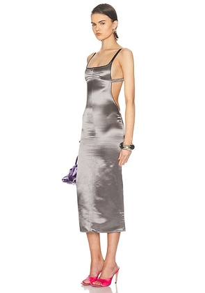 THE ATTICO Midi Dress in Metal Grey - Grey. Size 36 (also in 38, 40, 42, 44).
