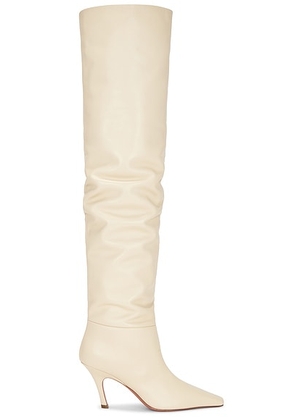 AMINA MUADDI Jamie Thigh High 80 Nappa Boot in Almond - Nude. Size 39 (also in 39.5).