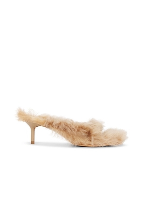 Acne Studios Beverly Shearling Kitten Sandal in Biscuit Beige - Beige. Size 36 (also in 37, 38, 39).