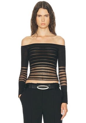 HAELO Veiled LS Top in Black - Black. Size L (also in M, S, XL, XS, XXS).