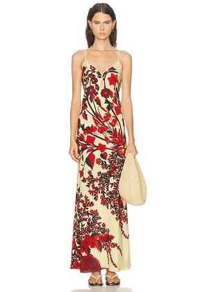 Johanna Ortiz Clean Reinterpretation Maxi Dress in Ecru  Red  & Green - Ivory. Size 2 (also in 6).