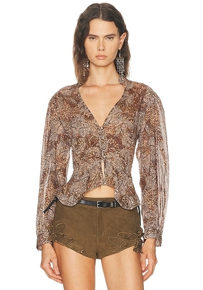 Isabel Marant Celeny Top in Ochre - Brown. Size 38 (also in 40).