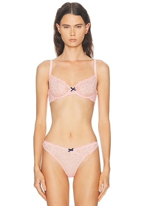 Fleur du mal Bianca Lace Balconette Bra in Pink Lady - Pink. Size 34B (also in 34C, 34D, 36B, 36C, 36D).