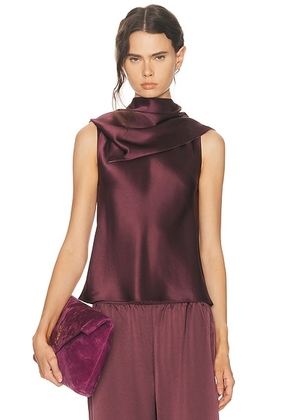 LESET Barb Foulard Top in Malbec - Wine. Size L (also in M, S, XS).