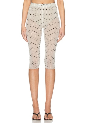 MARIANNA SENCHINA Dottie Biker Short in Beige In Black Polka Dot - Ivory. Size L (also in S, XS).