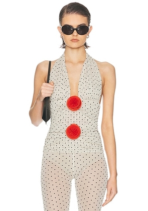 MARIANNA SENCHINA Dottie Top in Beige In Black Polka Dot - Ivory. Size L (also in M, S, XS).