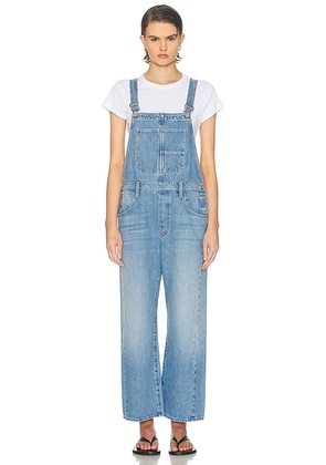 MOTHER The Half-pipe Overall Ankle Jeans in Last Bite - Blue. Size L (also in M, S, XS).