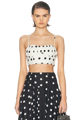 NICHOLAS Yulia Bow Strap Top in White & Black Polka Dot - White. Size 0 (also in 2, 4, 6).