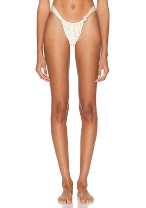 Montce X Elsa Hosk Sandra Pearl Bikini Bottom in Cream Silkie - Cream. Size L (also in M, S, XL, XS).
