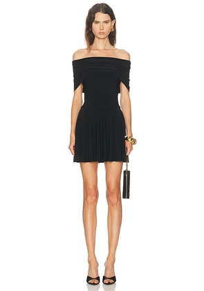 Norma Kamali Sleeveless Cowl Neck Hooded Flared Pickleball Dress in Black - Black. Size L (also in M, S, XL, XS).