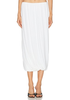 Norma Kamali Twist Midcalf Skirt in Snow White - White. Size L (also in M, S, XS).