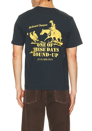 ONE OF THESE DAYS Round Up Tshirt in Washed Black - Black. Size L (also in M, S, XL/1X, XXL/2X).