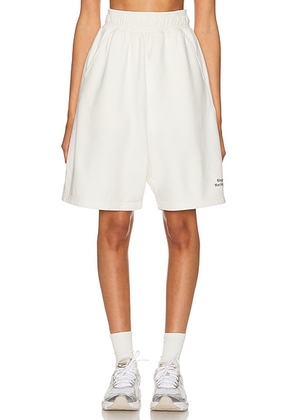 Siegelman Stable Racing Stable Oversized Sweatshorts in White & Green - White. Size S (also in XL/1X, XXL/2X).