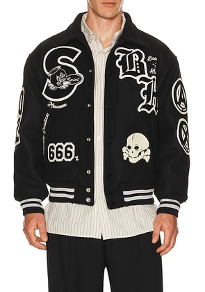 SAINT Mxxxxxx Snt Hunter X Bounty Hunter Varsity Jacket in Black - Black. Size L (also in M).