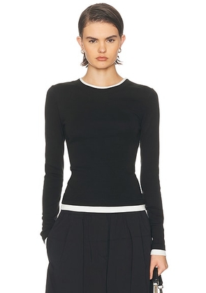 St. Agni Organic Cotton Layered Long Sleeve Top in Jet Black - Black. Size M (also in S, XS).