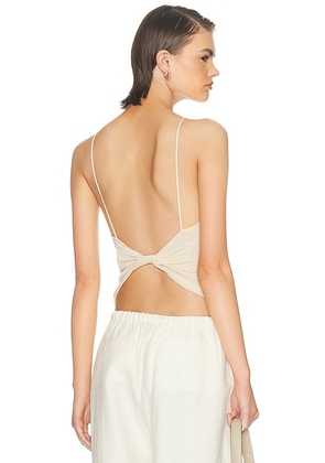 St. Agni Twist Back Knit Top in Shell - Cream. Size L (also in M, S).
