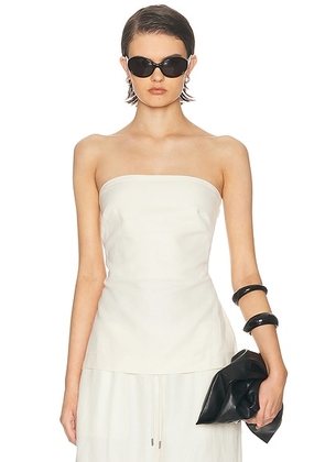 St. Agni Strapless Rouleau Tie Top in Ivory - Ivory. Size L (also in M, XS).
