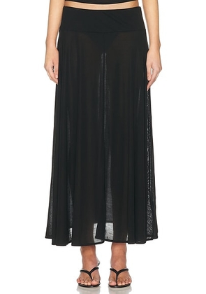 St. Agni Fluid Jersey Skirt in Black - Black. Size L (also in M, S, XS).