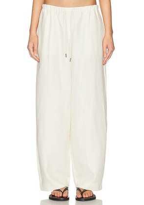 St. Agni Fine Drawstring Relaxed Pant in Ivory - Ivory. Size L (also in M).