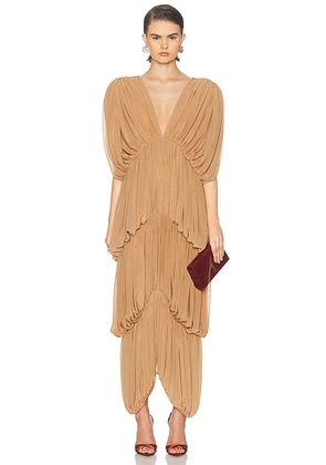 Ronny Kobo Damier Dress in Nude - Nude. Size L (also in M, S, XS).