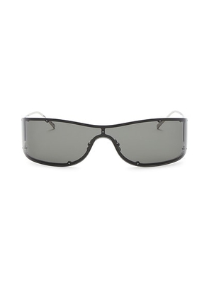 Saint Laurent Mask Sunglasses in Silver & Grey - Metallic Silver. Size all.