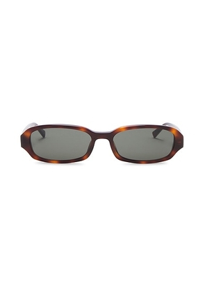 Saint Laurent Bayonetta Rectangular Sunglasses in Havana & Grey - Brown. Size all.
