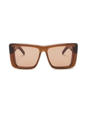 Saint Laurent Vintage Logo Plump Rectangular Sunglasses in Brown - Brown. Size all.