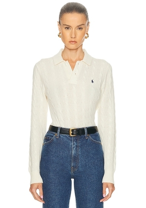 Polo Ralph Lauren Long Sleeve Polo Top in Authentic Cream - Ivory. Size S (also in ).
