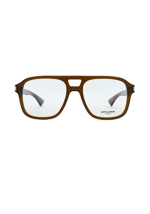 Saint Laurent Naked Wire Core Arrow Mid Optical Eyeglasses in Brown & Transparent - Brown. Size all.