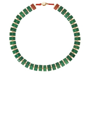 Roxanne Assoulin Semi Precious Heishi Necklace in Gold & Green Jade - Green. Size all.