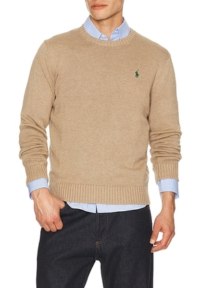 Polo Ralph Lauren Cotton Shaker Knit Crewneck Sweater in Bronze Melange - Brown. Size L (also in M, S, XL/1X, XXL/2X).